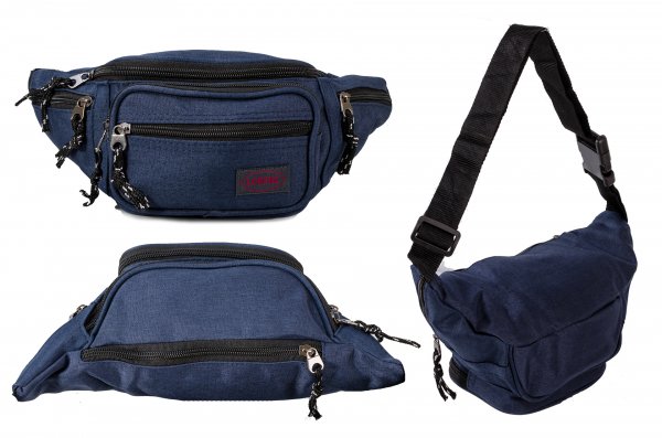 2512 NAVY bumbag with 2 top zips & 2 front zips 1 EA