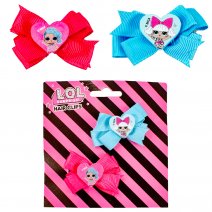 2412-8554 LOL 2PCS HAIR CLIP SET WITH SEQUIN BOW