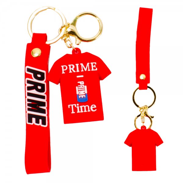 PRIME DRINK RED T-SHIRT STYLE FASHIONABLE METAL/RUBBER KEYCHAIN