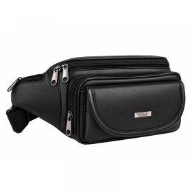 1964 Black 6 Zip Nappa Bum Bag Front Flap (New)