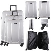 JB-2093 SILVER SET OF 3 TRAVEL TROLLEY SUITCASE