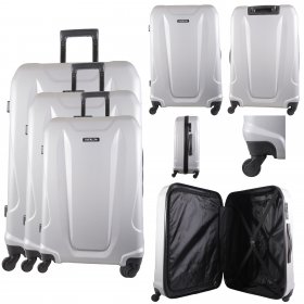 JB-2093 SILVER SET OF 3 TRAVEL TROLLEY SUITCASE