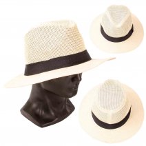 8762 BEIGE GENTS TRILBY STYLE WIDE BRIM SUN HAT