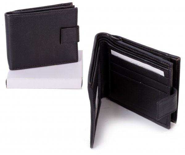 MWMF-4 BLACK PU WALLET W/ COIN SECTION