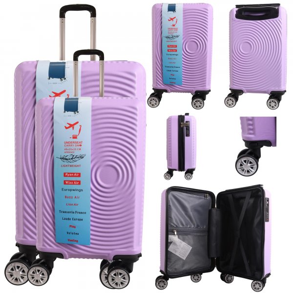 T-HC-US-1630 PURPLE SET OF 2 RYAN AIR CABIN-SIZED TROLLEY SUITCA