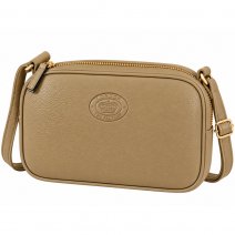 0595 Olive Pebble Leather Tripple Top Zip Rfid X-Body Bag (New)