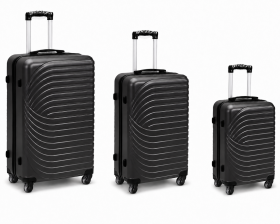 003 Set of 3 Black Hard Shell Suitcases