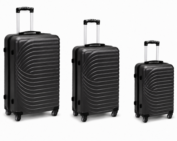 003 Set of 3 Black Hard Shell Suitcases