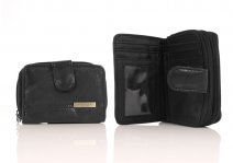 4620 BLACK Twin Zip Economy Patch Purse Wallet