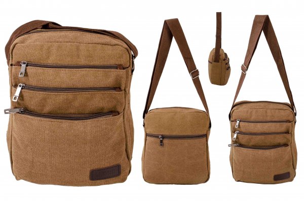 LL-145 BROWN CANVAS SHOULDER BAG