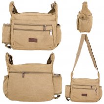 LL-238 GREEN CANVAS SHOULDER BAG