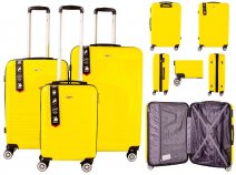 EV-442 YELLOW SET OF 3 TRAVEL TROLLEY LUGGAGE SUITCASE