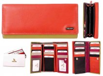 16-107 ORANGE MULTI RFID GENUINE LEATHER 27 CARDS SLOT PURSE