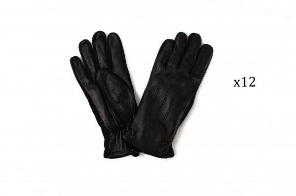 8917BLACK LADIES SHEEP NAPPA GLOVES, ELASTICATED TRIM PACK OF 12