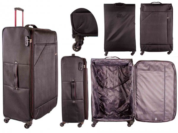 7004 BLACK/PURPLE 32'' LIGHTWEIGHT TRAVEL TROLLEY SUITCASE