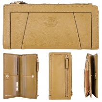 0590 OLIVE PEBBLE LEATHER LONG TOP ZIP PURSE WALLET