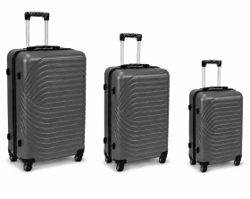 003 Set of 3 Charcoal Grey Hard Shell Suitcases