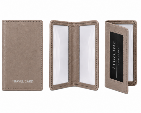 0994 Beige Folding Slimline Leather Travel Card Holder