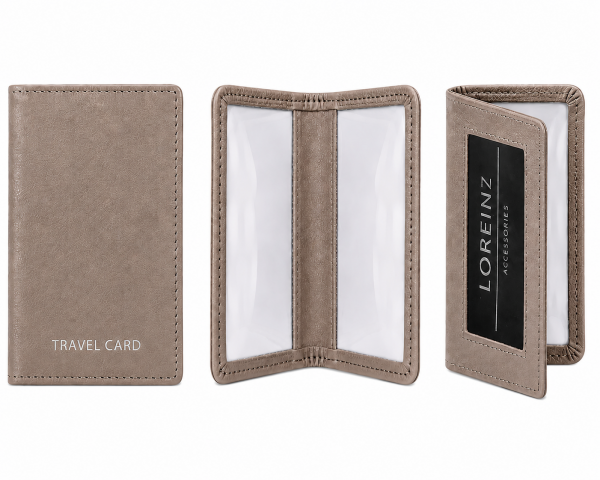 0994 Beige Folding Slimline Leather Travel Card Holder