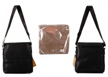 6908 BLACK GENTS MEDIUM PU FLAPOVER BAG