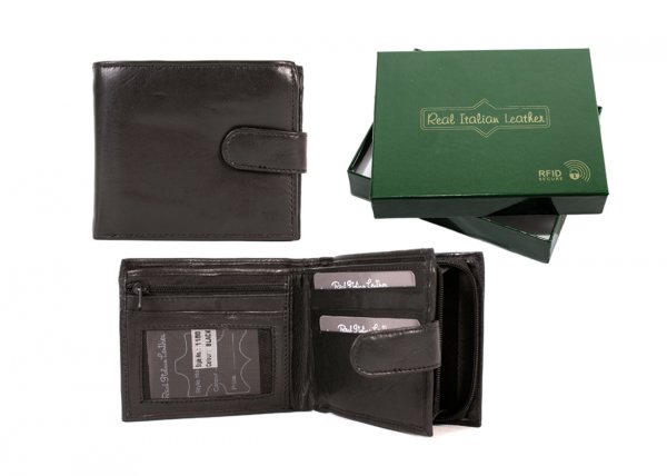 1180 BLK- RFID CARD PROTECTION GENUINE LEATHER WALLET GRN BOX