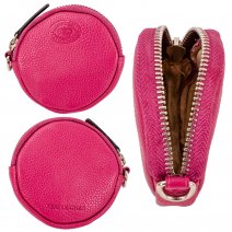 0587 DAHLIA PEBBLE LEATHER ROUND COIN/ACCESSORY PURSE