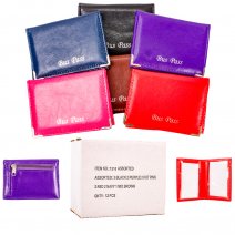 1510 ASSORTED LTHR GRN PU BUS PASS HOLDER WITH ZIP BOX OF 12