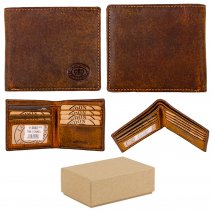 0860 TAN/CAMEL BOX OF 12 RFID HUNTER LEATHER WALLET
