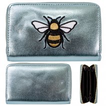 LW175B BLUE METALLIC BEE PURSE W/COIN SECTION