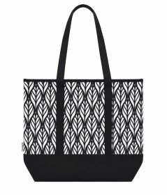 3407/Black LeaveS Top Zip Tote/Beach