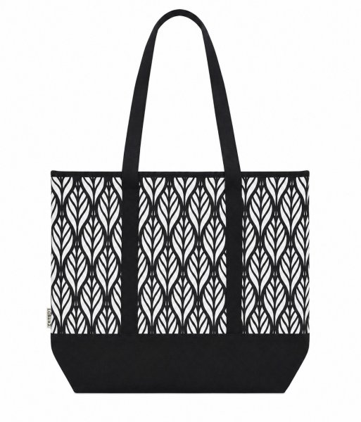 3407/Black LeaveS Top Zip Tote/Beach