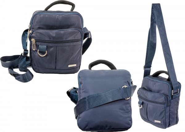 2453 NAVY TWN TOP ZIP X-BDY BAG W/ 2 FRONT ZIPS