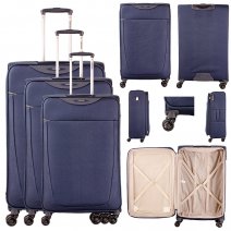 1985 NAVY SET OF 3 TRAVEL TROLLEY SUITCASES