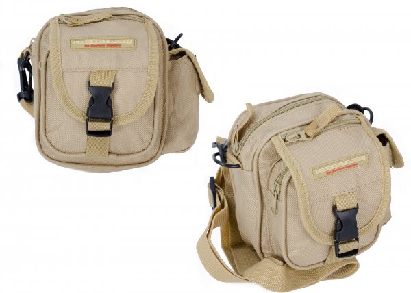 848 TAN CROSSBAG W/ BUCKLE & 3 ZIPS