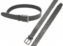 2741 BLACK leather grain belt wt antq gun metal XXL (44"-48")