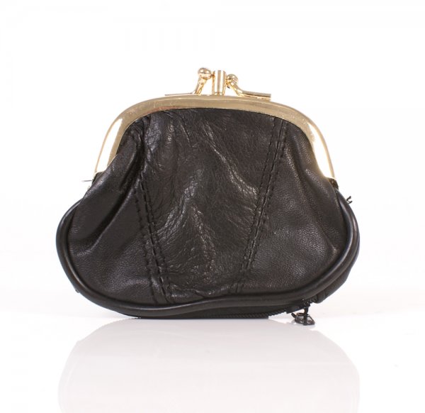 1486 BLACK SMALL S.NAPPA TRIPLE FRAME PURSE WITH ZIP