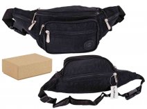 2522 BLACK CRINKLED NYLON BUMBAG WITH 6 ZIP POCKETS BOX OF 12