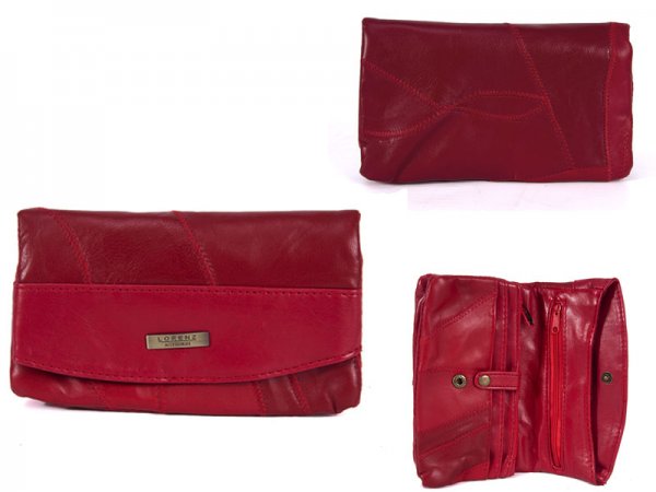 4614 Red FRONT FLAP PURSE WITH 2 ZIPS & MULTI POCKETS