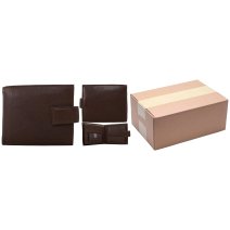 1004 ASSORTED TAN ITALIAN LEATHER RFID WALLET BOX OF 10