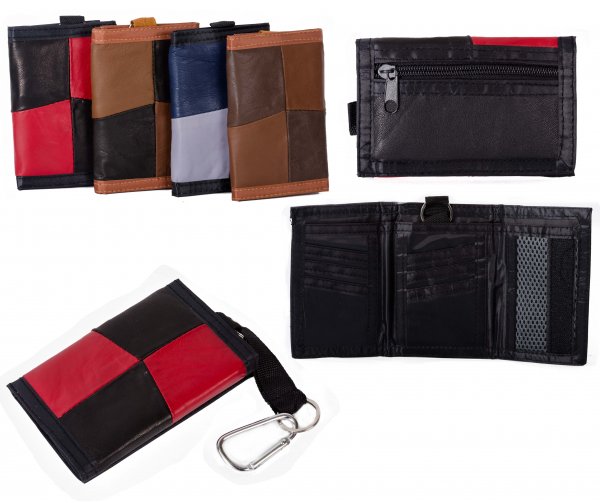 1895 RED MULTI S.NAPPA TRIFOLD WALLET WT ZIP AND BELT HOOK