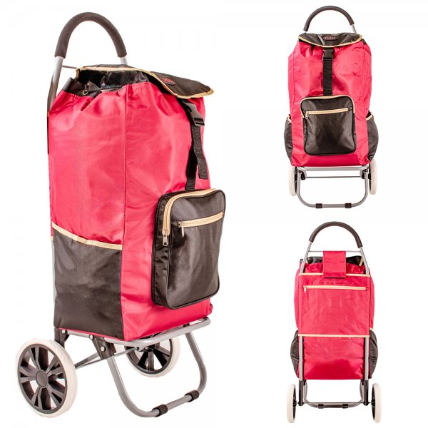 ST-174 BURGUNDY 2-WHEEL SHOPPING TROLLEY BAG