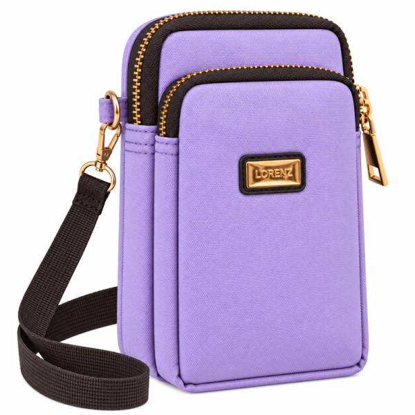 2437 Lilac Polyester Double Zip Rnd X-Body Bag With Adj Strap(N)