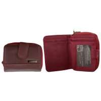 3710 RFID COW HIDE TWIN ZIP ROUND PURSE BURGUNDY