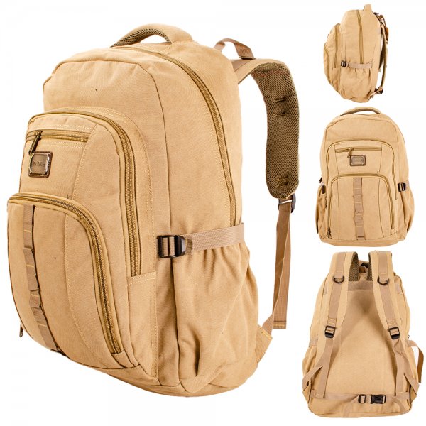 EA-CA53227 KHAKI CANVAS BACKPACK