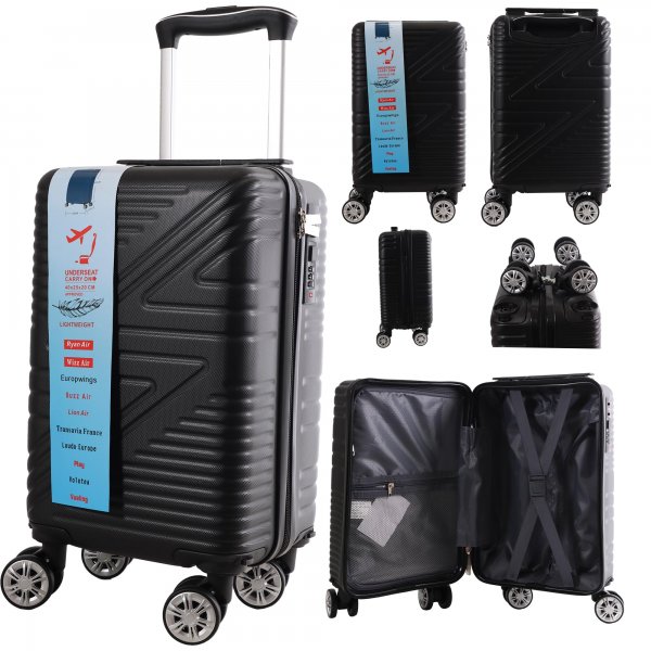 T-HC-US-1624 BLACK RYAN AIR CABIN-SIZED TRAVEL TROLLEY SUITCASE