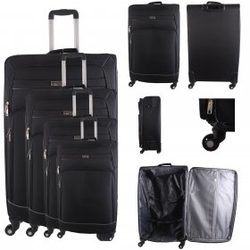 N516 BLACK TRAVEL TROLLEY SUITCASE SET OF 4
