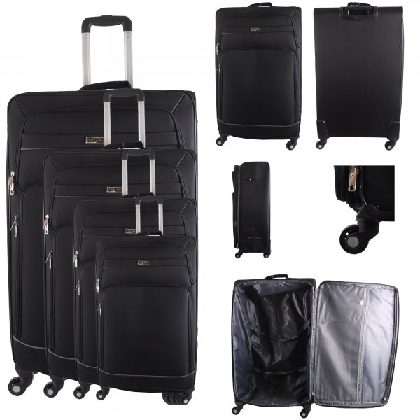 N516 BLACK TRAVEL TROLLEY SUITCASE SET OF 4