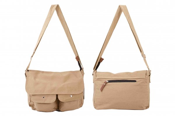 LL-190 BROWN CANVAS SHOULDER BAG