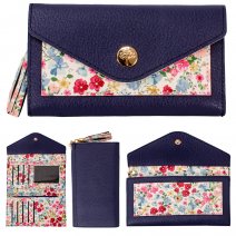 LW191 NAVY FLORAL MEDIUM PURSE W/COIN SECTION