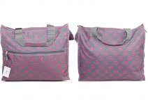 LL-7433 SHOPPING BAG GREY PINK FLOWER PRINT